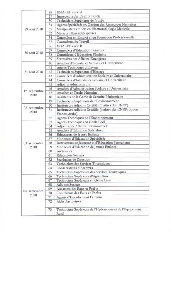 Calendrier concours directs 2018 2